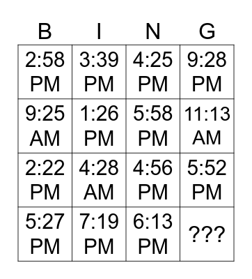 November 27, 2023 Photo Bingo Card