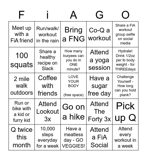 FiA May Challenge! Bingo Card