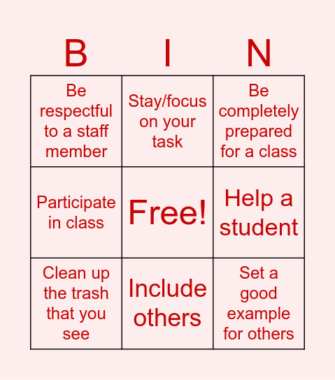 Leadership Bingo Card