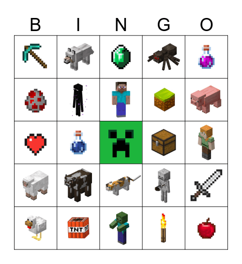 MINECRAFT Bingo Card