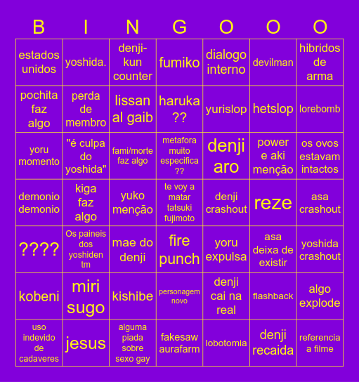 arco da queda 2 Bingo Card