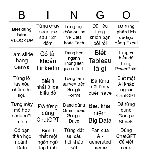 Ice-Breaking Bingo Card