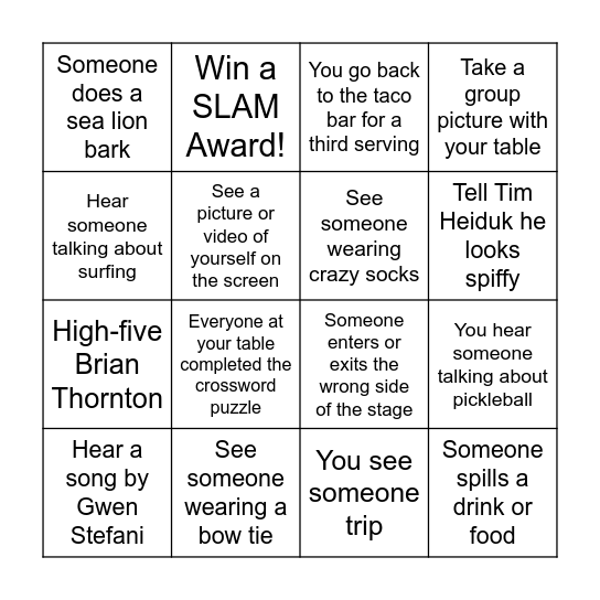 2025 SLAM Awards BINGO! Bingo Card