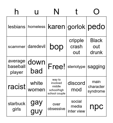 Scavanger hunt Bingo Card