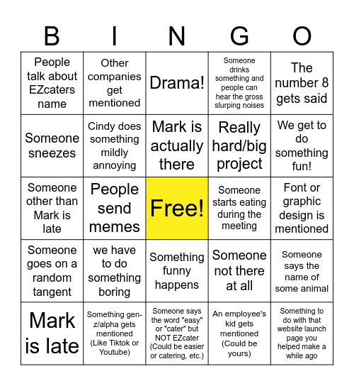 EZcater Bingo! Bingo Card