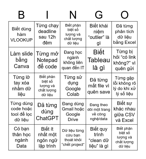 Ice-Breaking Bingo Card