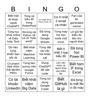 Ice-Breaking Bingo Card