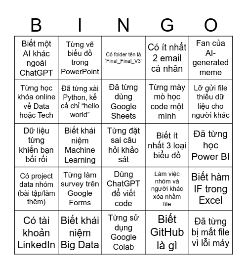 Ice-Breaking Bingo Card
