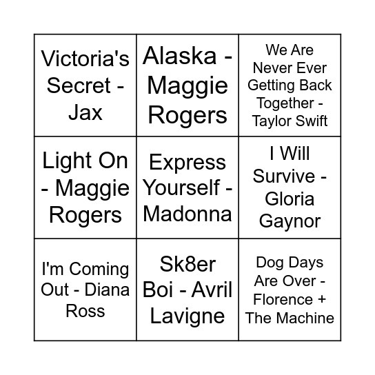 Game Two Bingo Card