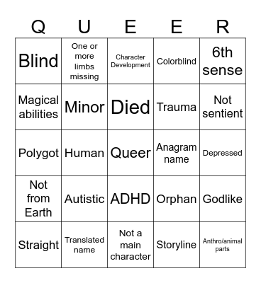 OC bingo Card