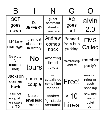 2025 summer hire bingo x3 Bingo Card