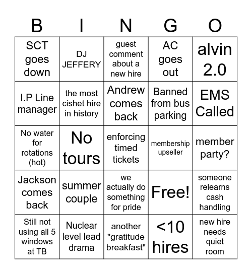 2025 summer hire bingo x3 Bingo Card