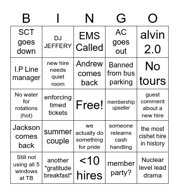 2025 summer hire bingo x3 Bingo Card