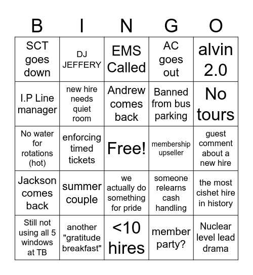 2025 summer hire bingo x3 Bingo Card