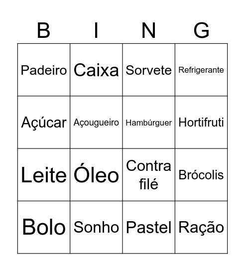 Mercado Bingo Card