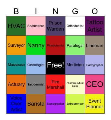 Uncommon Careers Bingo Card