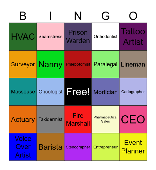 Uncommon Careers Bingo Card