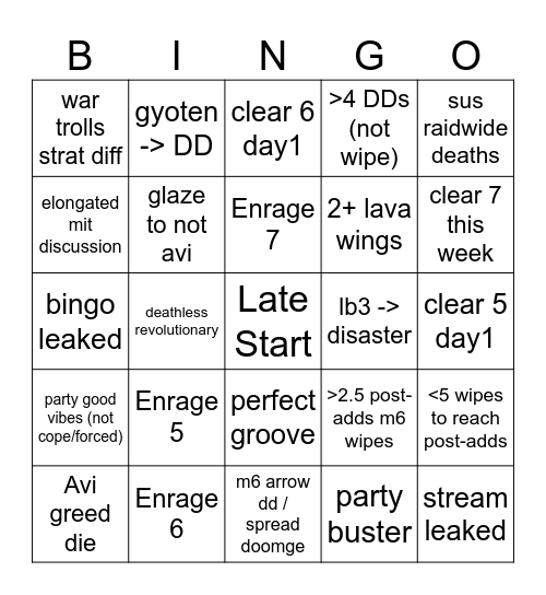 Avistatic1 week5 Bingo Card