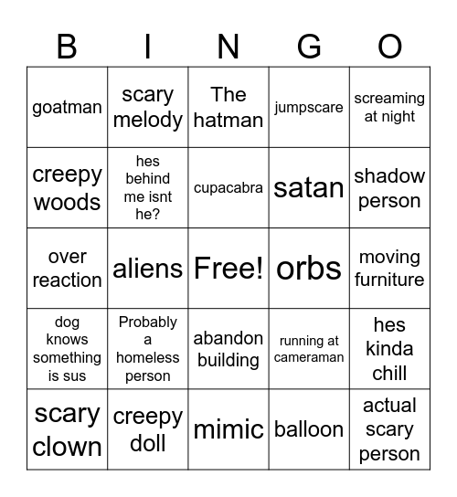 spooky Bingo Card