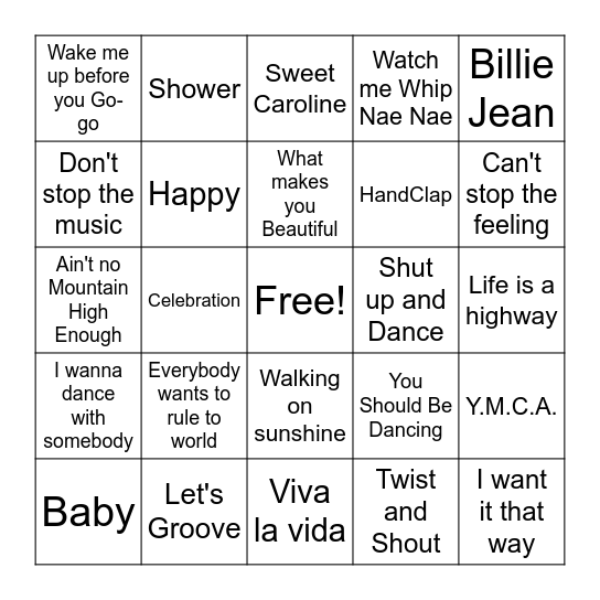 Music Bingo! Bingo Card