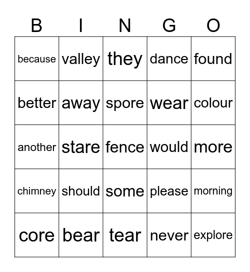 Unit 4 Bingo Card