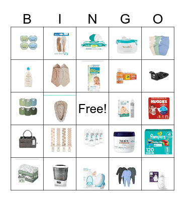 Oliver's Baby Shower Bingo Card
