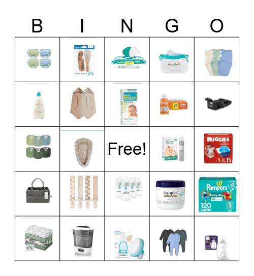 Oliver's Baby Shower Bingo Card