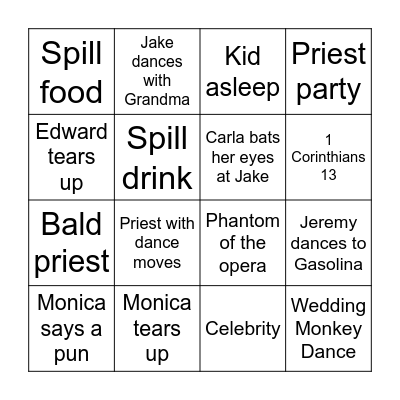 Monica + Edward Bingo Card