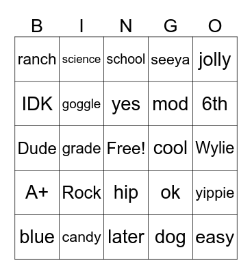 Rock Bingio Bingo Card