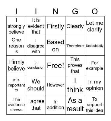 Persuasive Language Bingo Card