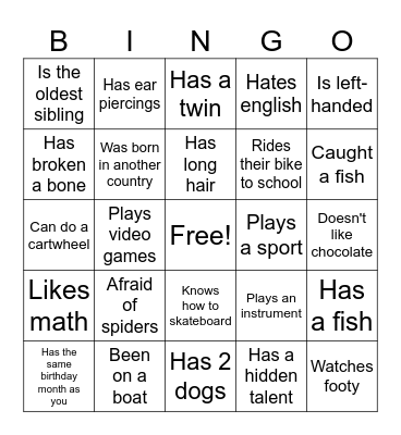 People Bingo Card
