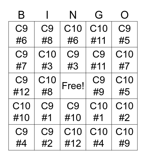 iScience Chapters 9-10 Unit Review Bingo Card