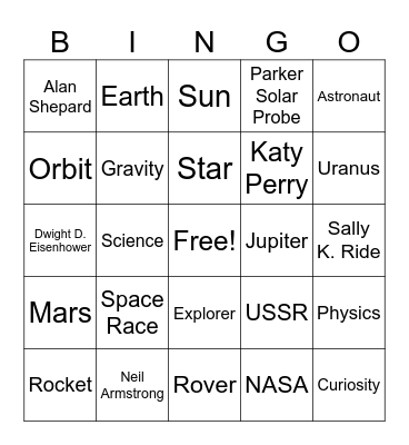 NASA Bingo Card