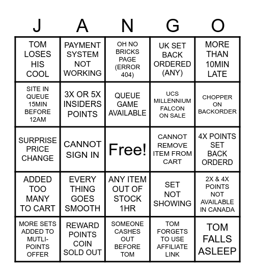 LEGO Star Wars Day Bingo Card