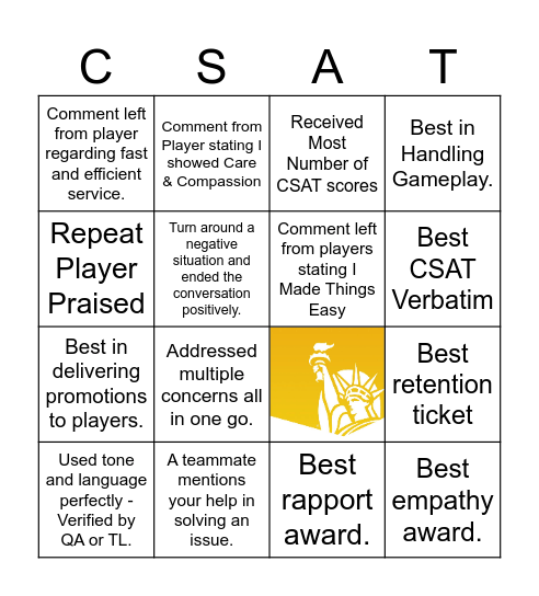 CSAT BINGO! Bingo Card