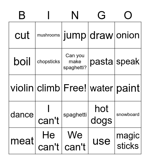 VA class Bingo Card