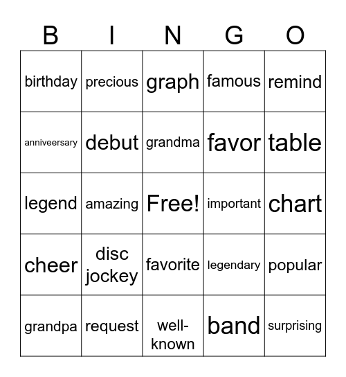 Lesson 2 Bingo Card