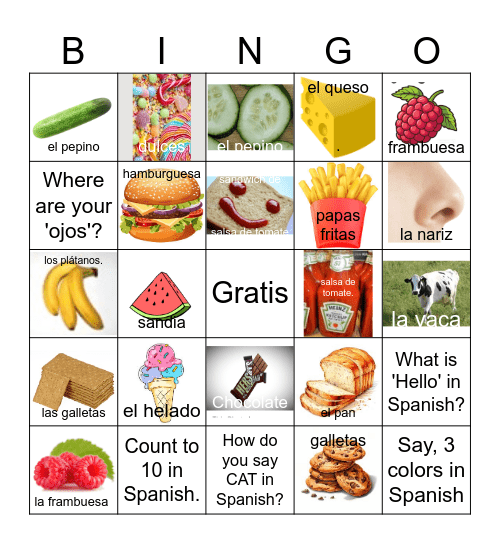 Repaso y comida Bingo Card