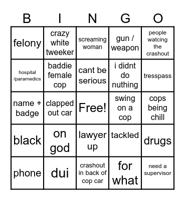 cop vids Bingo Card