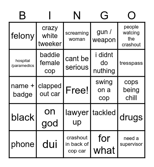 cop vids Bingo Card