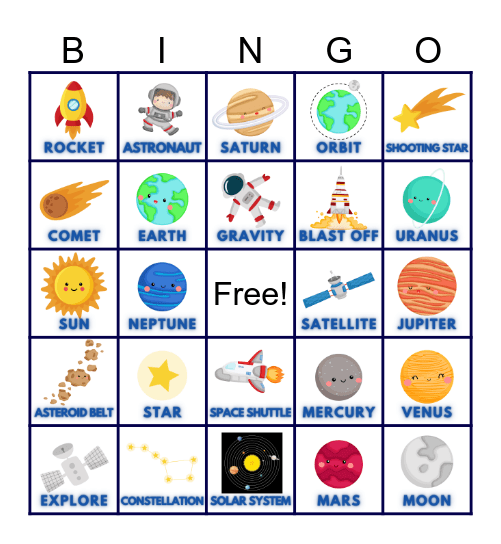 Solar System Bingo Card