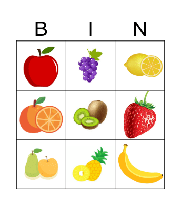 Fruits Bingo Card