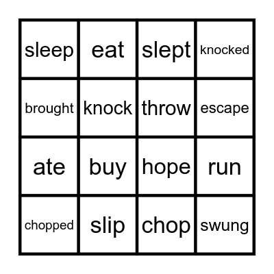 Verbs Bingo Card