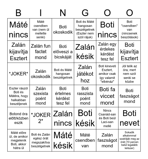 Abszolút BINGO Card