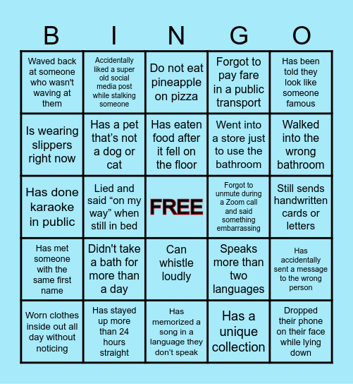 FUN FACTS Bingo Card