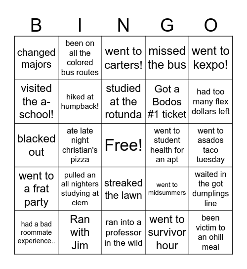 UVA BINGO Card