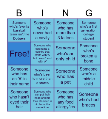 Get to Know Your Neighbors Bingo Card