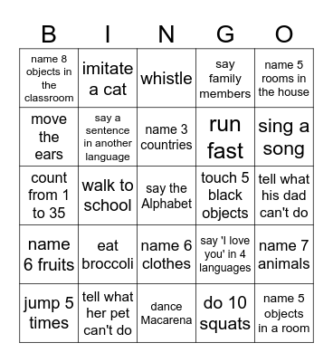 Can/Can't BINGO Card