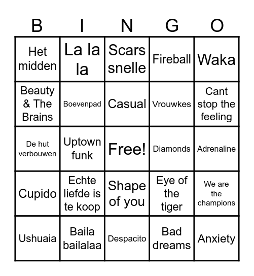 Muziek bingo Kinderen Bingo Card
