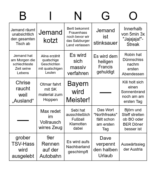 BSÖ Sommertour Bingo Card
